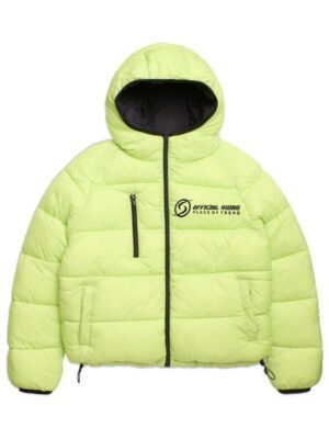 Custom reversible puffer jacket black and neon color