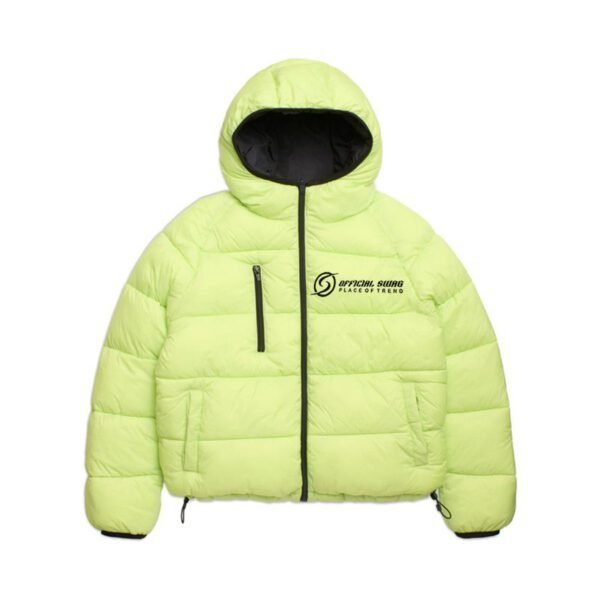 Custom reversible puffer jacket black and neon color