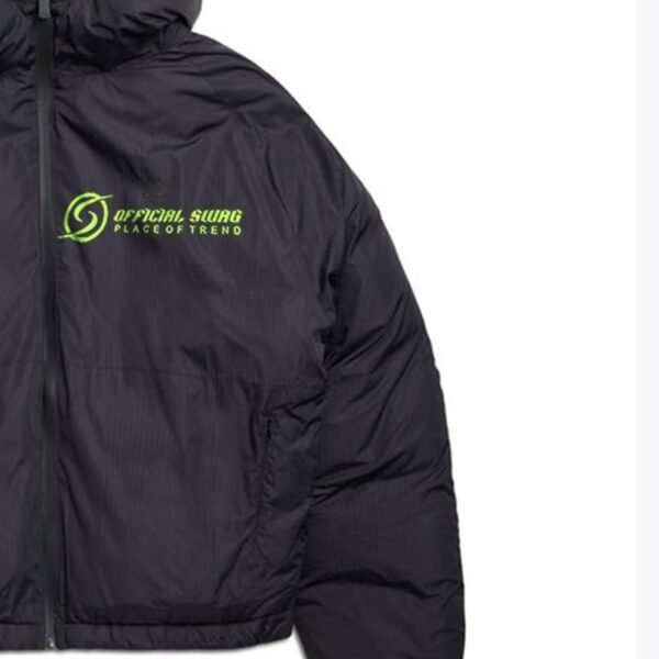 Custom reversible puffer jacket black and neon color