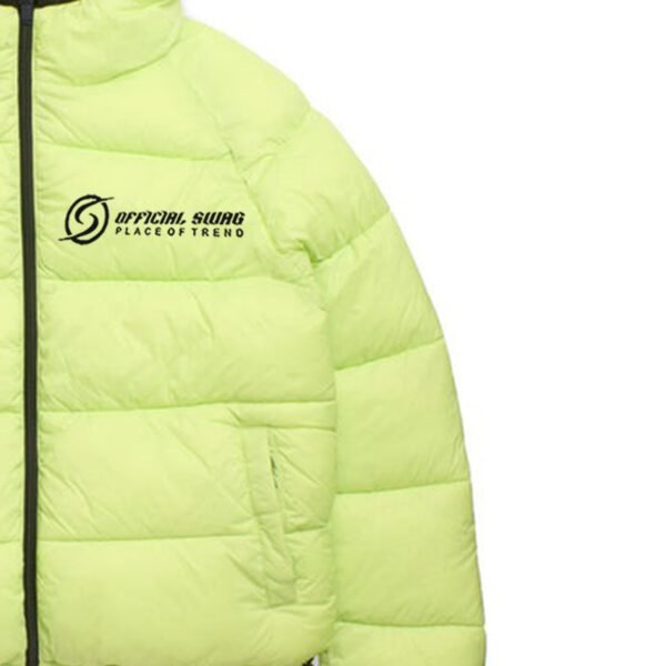 Custom reversible puffer jacket black and neon color
